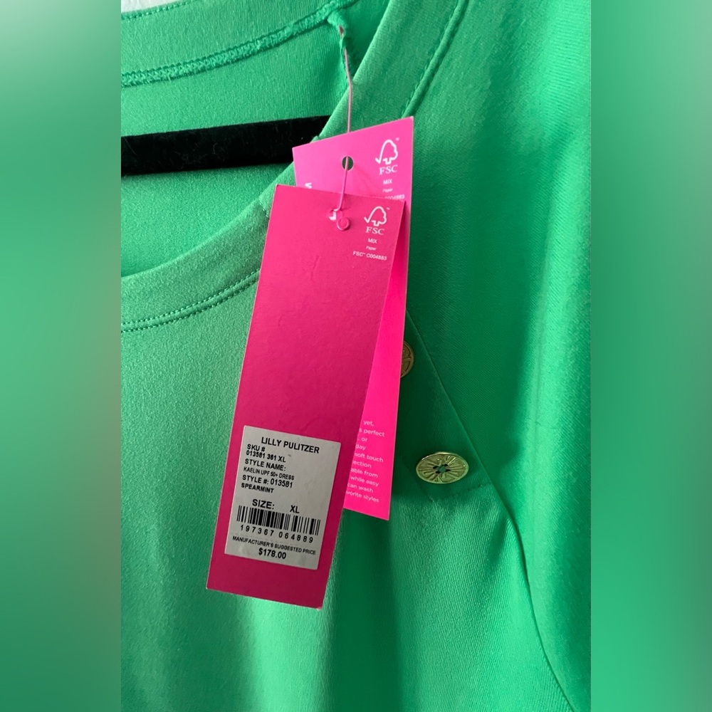 NWT Lilly Pulitzer Kaelin UPF 50 Dress - Spearmint - XL - Picture 2 of 3
